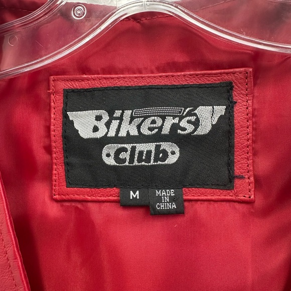 Vintage 90s Red Lace Up Leather Biker Vest Snap Front Size M - Picture 9 of 14